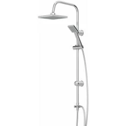 Modern Shower Mixer With Waterfall Tap Kit Riser Rail Hose Chrome Twin Heads -Comfort Bathroom Store 23636665 5