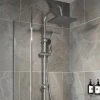 Bathroom Shower Kit Adjust Riser Rail Hose Twin Shower Heads Chrome Square Set -Comfort Bathroom Store 23636672 1