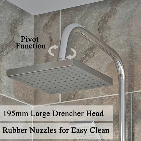 Bathroom Shower Kit Adjust Riser Rail Hose Twin Shower Heads Chrome Square Set 5 Bathroom Shower Kit Adjust Riser Rail Hose Twin Shower Heads Chrome Square Set - Image 3