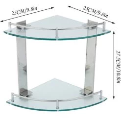 Livingandhome 2 Tier Glass Corner Floating Storage Shelf Bathroom Shower Organizer 11 Livingandhome 2 Tier Glass Corner Floating Storage Shelf Bathroom Shower Organizer -Comfort Bathroom Store 23694517 5