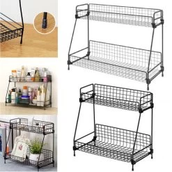 Livingandhome 2 Tier Iron Wire Countertop Storage Shelf For Bathroom -Comfort Bathroom Store 23694526 4