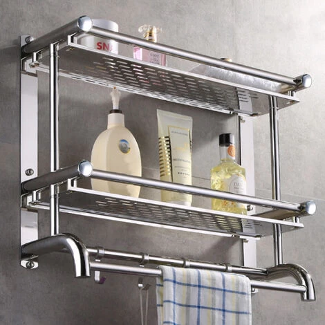Livingandhome Stainless Steel Wall Mounted Towel Rail Holder 4 Livingandhome Stainless Steel Wall Mounted Towel Rail Holder - Image 2