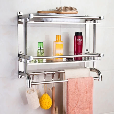Livingandhome Stainless Steel Wall Mounted Towel Rail Holder 5 Livingandhome Stainless Steel Wall Mounted Towel Rail Holder - Image 3