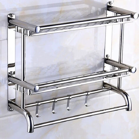 Livingandhome Stainless Steel Wall Mounted Towel Rail Holder 6 Livingandhome Stainless Steel Wall Mounted Towel Rail Holder - Image 4