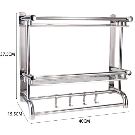 Livingandhome Stainless Steel Wall Mounted Towel Rail Holder 7 Livingandhome Stainless Steel Wall Mounted Towel Rail Holder - Image 5