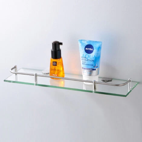 Livingandhome 40CM Wall Mounted Glass Shower Storage Caddy For Bathroom 4 Livingandhome 40CM Wall Mounted Glass Shower Storage Caddy For Bathroom - Image 2