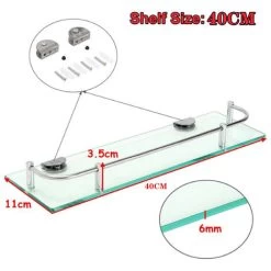 Livingandhome 40CM Wall Mounted Glass Shower Storage Caddy For Bathroom 11 Livingandhome 40CM Wall Mounted Glass Shower Storage Caddy For Bathroom -Comfort Bathroom Store 23694776 5