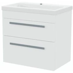 Nanuya 600mm Wall Hung 2 Drawer Vanity Basin Unit White -Comfort Bathroom Store 23705016 4
