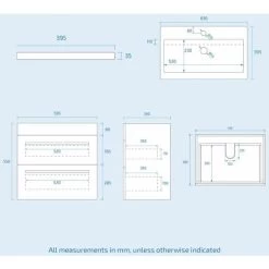Nanuya 600mm Wall Hung 2 Drawer Vanity Basin Unit White -Comfort Bathroom Store 23705016 5