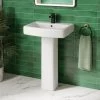 Modern Bathroom Square Basin Sink Full Pedestal Single Tap Hole White Ceramic 2 Modern Bathroom Square Basin Sink Full Pedestal Single Tap Hole White Ceramic -Comfort Bathroom Store 23773046 1