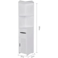 Livingandhome 4 Tier White Corner Cupboard Storage Shelf For Bathroom -Comfort Bathroom Store 23821726 5