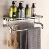 Livingandhome Wall Mounted Bath Towel Rail Bathroom Shelf Holder With Hooks -Comfort Bathroom Store 23825594 1