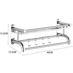 Livingandhome Wall Mounted Bath Towel Rail Bathroom Shelf Holder With Hooks 11 Livingandhome Wall Mounted Bath Towel Rail Bathroom Shelf Holder With Hooks -Comfort Bathroom Store 23825594 5