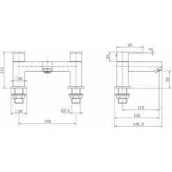 Bathroom Bath Filler Mixer Tap Square Brass Deck Mounted Chrome Lever Modern -Comfort Bathroom Store 23851929 5
