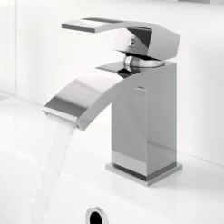 Modern Cloakroom Mini Mono Basin Sink Mixer Tap Curved Spout Lever Handle Chrome