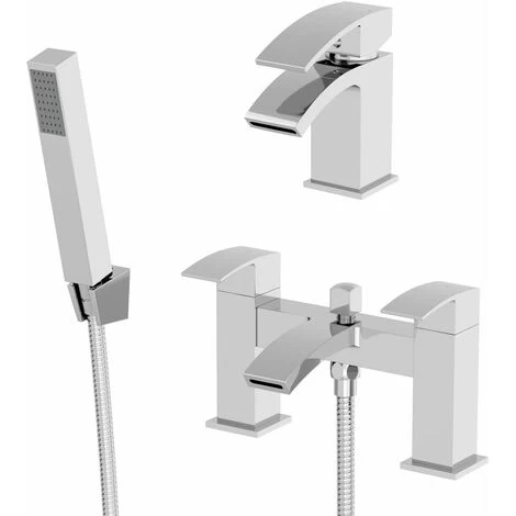 Modern Bathroom Mono Basin Sink Mixer Bath Shower Mixer Tap Set Hot Cold Chrome 3 Modern Bathroom Mono Basin Sink Mixer Bath Shower Mixer Tap Set Hot Cold Chrome