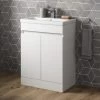 Gloss White Floor Standing Door Vanity Unit & Basin Sink 600mm Bathroom -Comfort Bathroom Store 23851946 1