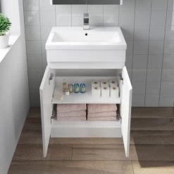 Gloss White Floor Standing Door Vanity Unit & Basin Sink 600mm Bathroom -Comfort Bathroom Store 23851946 3