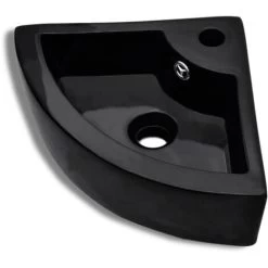 Comfort Bathroom Store 15 Wash Basin With Overflow 45x32x12.5 Cm Black VidaXL