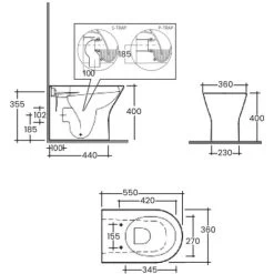 RAK Feeling Rimless Back To Wall Toilet With Soft Close Seat - Matt Black -Comfort Bathroom Store 23947418 2