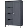 VASAGLE Bathroom Floor Storage Cabinet, Wooden Storage Unit With 4 Drawers, Single Door, Adjustable Shelf, For Living Room, Kitchen, Entryway, Grey By SONGMICS LHC41GY -Comfort Bathroom Store 23986352 1