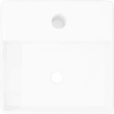 Ceramic Bathroom Sink Basin With Faucet Hole White Square VidaXL 6 Ceramic Bathroom Sink Basin With Faucet Hole White Square VidaXL - Image 4