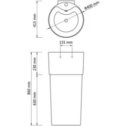 Ceramic Stand Bathroom Sink Basin Faucet/Overflow Hole White Round VidaXL 9 Ceramic Stand Bathroom Sink Basin Faucet/Overflow Hole White Round VidaXL -Comfort Bathroom Store 2404427 3
