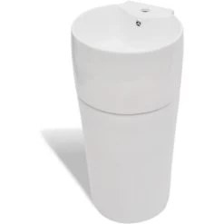 Ceramic Stand Bathroom Sink Basin Faucet/Overflow Hole White Round VidaXL 10 Ceramic Stand Bathroom Sink Basin Faucet/Overflow Hole White Round VidaXL -Comfort Bathroom Store 2404427 4