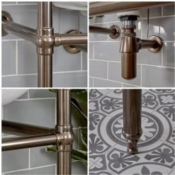 Milano Richmond - Traditional White Ceramic Bathroom Basin Sink With Oil Rubbed Bronze Washstand - 500mm X 350mm (2 Tap Hole) -Comfort Bathroom Store 24074372 4