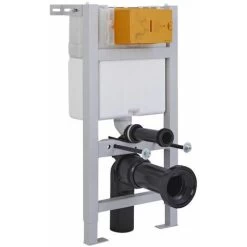 Milano Overton - White Ceramic Modern Bathroom Wall Hung Rimless Toilet With Short Wall Frame&44 Cistern And Flush Plate - White Square Flush Plate -Comfort Bathroom Store 24196443 3