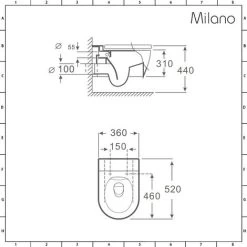 Milano Overton - White Ceramic Modern Bathroom Wall Hung Rimless Toilet With Short Wall Frame&44 Cistern And Flush Plate - White Square Flush Plate -Comfort Bathroom Store 24196443 4