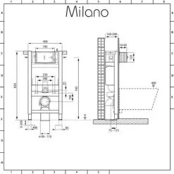 Milano Overton - White Ceramic Modern Bathroom Wall Hung Rimless Toilet With Short Wall Frame&44 Cistern And Flush Plate - White Square Flush Plate -Comfort Bathroom Store 24196443 5