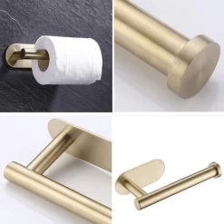 Livingandhome Wall Toilet Roll Holder Self, Gold -Comfort Bathroom Store 24424402 4