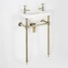 Milano Richmond - Traditional White Ceramic Bathroom Basin Sink With Brushed Gold Washstand - 515mm X 300mm (2 Tap Hole) 2 Milano Richmond - Traditional White Ceramic Bathroom Basin Sink With Brushed Gold Washstand - 515mm X 300mm (2 Tap Hole) -Comfort Bathroom Store 24448146 1