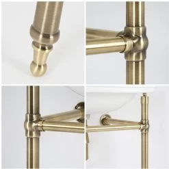 Milano Richmond - Traditional White Ceramic Bathroom Basin Sink With Brushed Gold Washstand - 515mm X 300mm (2 Tap Hole) -Comfort Bathroom Store 24448146 4