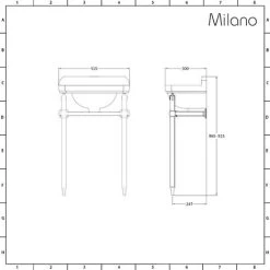 Milano Richmond - Traditional White Ceramic Bathroom Basin Sink With Brushed Gold Washstand - 515mm X 300mm (2 Tap Hole) -Comfort Bathroom Store 24448146 5