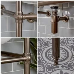 Milano Richmond - Traditional White Ceramic Bathroom Basin Sink With Oil Rubbed Bronze Washstand - 515mm X 300mm (2 Tap Hole) -Comfort Bathroom Store 24448148 4