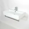 Milano Elswick - Modern White Ceramic Wall Hung Bathroom Basin Sink With Chrome Towel Rail - 750mm X 420mm 1 Milano Elswick - Modern White Ceramic Wall Hung Bathroom Basin Sink With Chrome Towel Rail - 750mm X 420mm -Comfort Bathroom Store 24924589 1