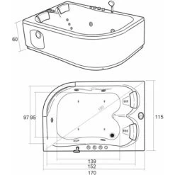 SIMBA WHIRLPOOL BATH TUB BLACK HAVANA HOT TUB 170x115cm BLACK FOR 2 PERSONS -Comfort Bathroom Store 25100752 5