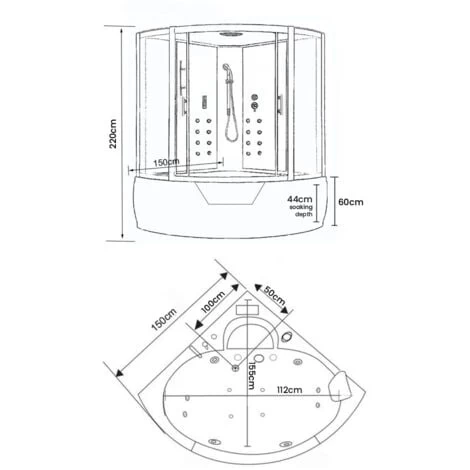 SIMBA BATH TUB SPA WHIRLPOOL SHOWER CHROMOTHERAPY 150 X 150 Cm Black Montecarlo HOT TUB 7 SIMBA BATH TUB SPA WHIRLPOOL SHOWER CHROMOTHERAPY 150 X 150 Cm Black Montecarlo HOT TUB - Image 5