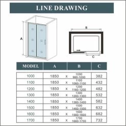 1200mm Sliding Shower Door Walk In Enclosure Bathroom Cubicle 1850mm Height -Comfort Bathroom Store 25153131 4