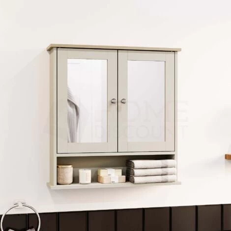 Priano 2 Door Bathroom Cabinet With Shelf Mirrored Wall Mounted Cabinet, Grey 4 Priano 2 Door Bathroom Cabinet With Shelf Mirrored Wall Mounted Cabinet, Grey - Image 2