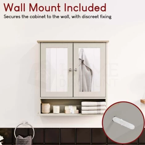 Priano 2 Door Bathroom Cabinet With Shelf Mirrored Wall Mounted Cabinet, Grey 7 Priano 2 Door Bathroom Cabinet With Shelf Mirrored Wall Mounted Cabinet, Grey - Image 5