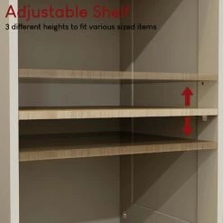 Priano 2 Door Tallboy Freestanding Mirrored Bathroom Cabinet Cupboard, Grey -Comfort Bathroom Store 25534508 4