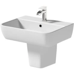 Modern Bathroom Provence Semi Pedestal 550mm 1 Tap Hole Sink White Gloss 8 Modern Bathroom Provence Semi Pedestal 550mm 1 Tap Hole Sink White Gloss -Comfort Bathroom Store 25578710 3