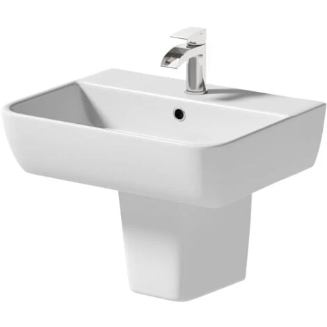 Modern Bathroom Provence Semi Pedestal 550mm 1 Tap Hole Sink White Gloss 5 Modern Bathroom Provence Semi Pedestal 550mm 1 Tap Hole Sink White Gloss - Image 3