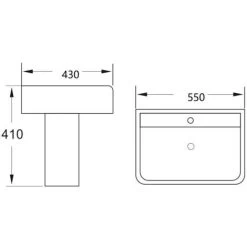 Modern Bathroom Provence Semi Pedestal 550mm 1 Tap Hole Sink White Gloss 9 Modern Bathroom Provence Semi Pedestal 550mm 1 Tap Hole Sink White Gloss -Comfort Bathroom Store 25578710 4