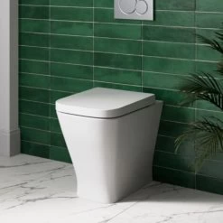 Back To Wall BTW Toilet Pan Soft Close Seat Concealed Cistern Dual Flush Button