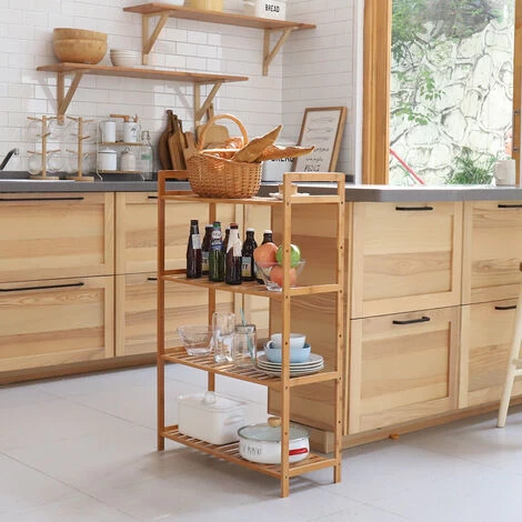 4 Tier Ladder Bookshelf Shelf Unit Bamboo Bookcase/Bathroom Storage Display Rack 5 4 Tier Ladder Bookshelf Shelf Unit Bamboo Bookcase/Bathroom Storage Display Rack - Image 3