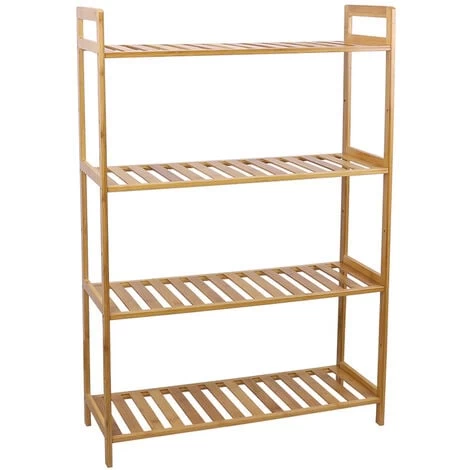 4 Tier Ladder Bookshelf Shelf Unit Bamboo Bookcase/Bathroom Storage Display Rack 6 4 Tier Ladder Bookshelf Shelf Unit Bamboo Bookcase/Bathroom Storage Display Rack - Image 4